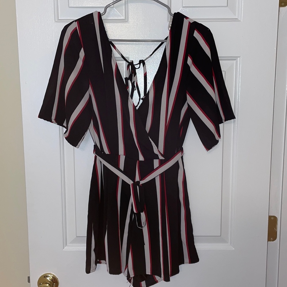 Red, Black, and White Romper